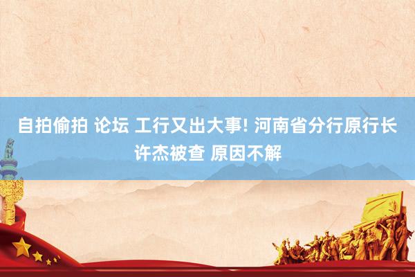 自拍偷拍 论坛 工行又出大事! 河南省分行原行长许杰被查 原因不解